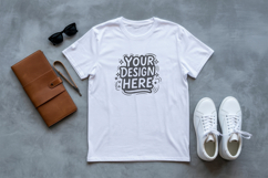 Minimal Grey Flatlay T-Shirt Mockup PSD JPG Product Image 1