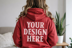 Red Gildan 18500 Hoodie Sweatshirt Mockup, Unisex Hoodie Product Image 1