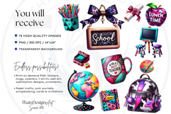 Girly Back to School teacher PNG Clipart Classroom decor Product Image 2