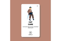 Cat Care And Love, Young Woman Caress Kitty Vector Product Image 1