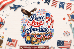 Peace Love America Design,Peace Love America Sublimation Product Image 2
