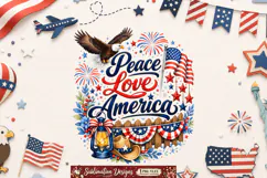 Peace Love America Design,Peace Love America Sublimation Product Image 2