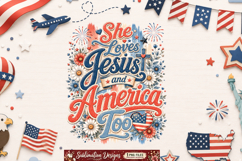 She Loves Jesus And America too Sublimation Design Product Image 2