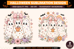 Coquette Ghost PNG | Cute Halloween Ghost Sublimation Product Image 1