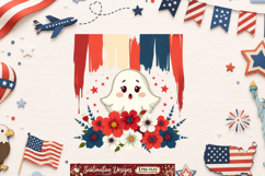 Patriotic Floral American Flag Brush Stroke Design Product Image 1
