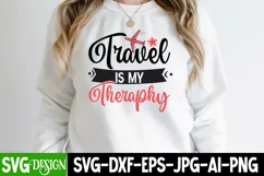 Travel is my Theraphy SVG Cut File,Summer SVG Design Quotes Product Image 2