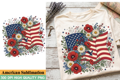 American Patriotic Flowers Sublimation,4th of july png Product Image 1
