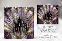 Purple Halloween house pattern tumbler 20oz wrap designs png Product Image 1