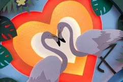 Valentine Flamingos 3D Shadow Box SVG Layered Paper Cut Product Image 6
