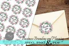 Floral Wreath Thank You Print and Cut Stickers Product Image 2