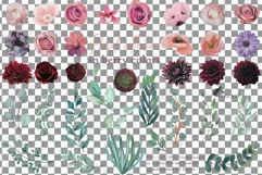 Watercolor bridal flowers on summer berry colors clip art Product Image 2