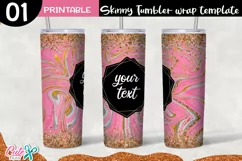 Pink marble 20 oz Skinny Tumbler wrap sublimation Product Image 2