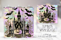 Purple Halloween house pattern tumbler 20oz wrap designs png Product Image 1