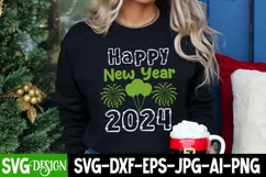 Happy New Year 2024 SVG Cut File, Happy New Year 2024 SVG Product Image 2