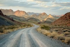 Desert road winding through colorful mountain landscape Product Image 1