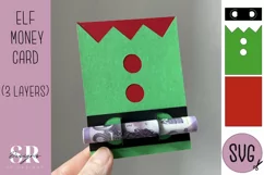 Elf Money card | Paper cutting | Christmas Money card SVG Product Image 1