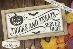 Tricks and Treats Served Here - Halloween Pumpkin - SVG DXF Product Image 1