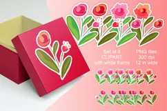 Sketches Flowers Clipart for Stickers PNG files Set of 8 Product Image 1