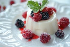 Delicious panna cotta dessert garnished with fresh berries a Product Image 1