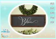 Believe Horizontal Wood Sign SVG Dxf Eps Png PDF Product Image 3