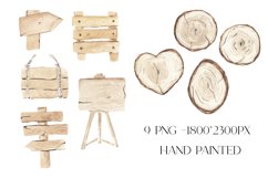 Wood clipart, watercolor wooden slices , wood arrows, Product Image 3