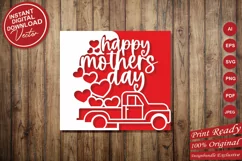 Papercut Happy Mothers Day Heart Truck Card Cover Template Product Image 5