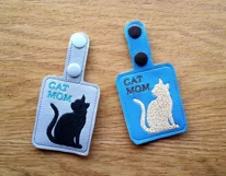 ITH Cat Mom Vinyl Key Fob or Bag Tag - Snap Tab Machine Embroidery Product Image 3