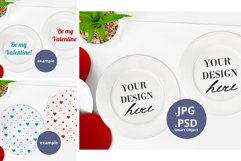 2 White Plates Mockup Valentine's Day, PSD mock up full wrap Product Image 1