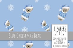 Blue Christmas Bear Digital Paper Product Image 7