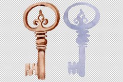Old Golden Key Watercolor png Product Image 2