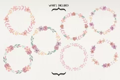 Florals 7 Wreaths Watercolor Flowers Pastel Love Pink Product Image 2