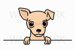 Peeping Chihuahua saying hello - SVG/JPG/PNG Hand Drawing Product Image 1