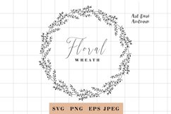 Floral Laurel Wreath Circle Frame SVG Product Image 1