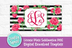 Black White Floral License Plate Sublimation Template Product Image 1
