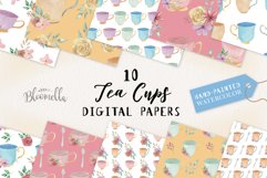 Tea Cups Seamless Patterns Digital Papers Afternoon Tea Product Image 1
