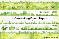 Watercolor Grass Borders Clipart Product Image 1