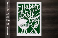 Happy Birthday card papercut svg laser cut cricut template Product Image 2