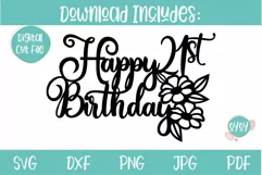 21st Birthday Cake topper SVG | Happy 21st Birthday SVG Product Image 2