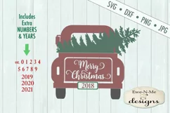 Back of Truck with Tree Merry Christmas SVG DXF Files Product Image 2
