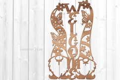 Floral Gnome Sign SVG | Vertical Welcome Sign Laser Files Product Image 1