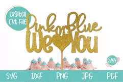 Gender Reveal SVG | Pink or Blue Cake Topper | Baby Shower Product Image 1