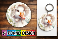 Cheerful Round Keychain PNG, Goose Product Image 1