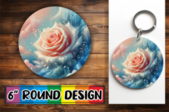 Unique Sublimation Round Ornaments PNG, 3D Flower Product Image 1