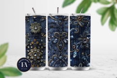 Navy Crystal Embroidery | Luxury Denim Fabric Texture Product Image 2