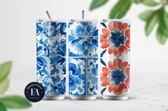 Portuguese Watercolor Tile Pattern, Blue and white tiles Product Image 2