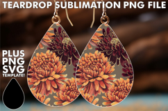 Playful Teardrop Earrings Magic PNG, Flower Pattern Product Image 1