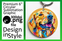 Vivid Abstract Dog Round Design Keychain Art Product Image 1
