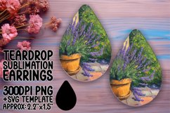 Oil Painted Flower Design for Teardrop Earrings Sublimation Product Image 1
