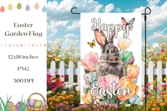 Happy Easter Garden Flag, Watercolor Tulips Garden Flag PNG Product Image 1