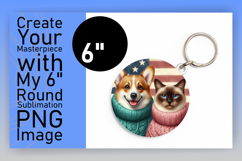 Vibrant Keychain Round Design PNG , Dog and cat Product Image 1